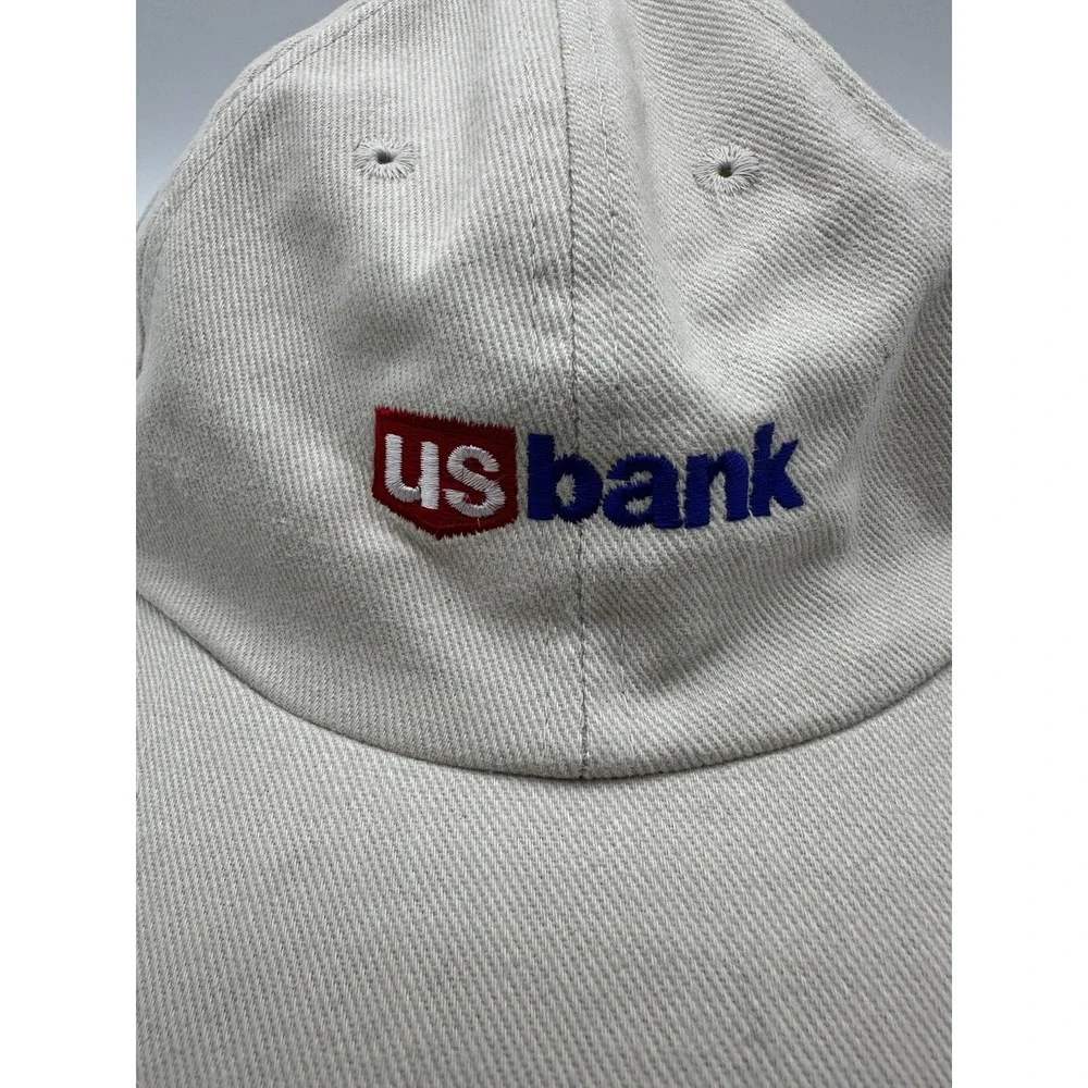 Ahead‎ Baseball Cap Blue Red OS US Bank Embroidered Adjustable Slideback Hat